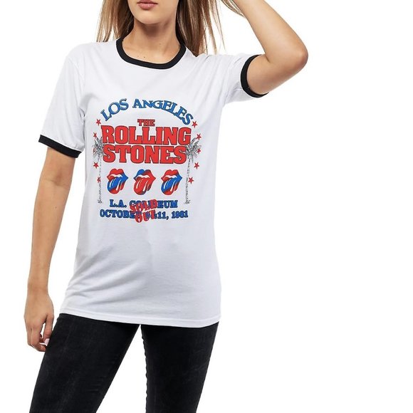 Rolling Stones LA Colleseum 1981 rock Ringer Official Unisex T-Shirt L NWT - Picture 1 of 5